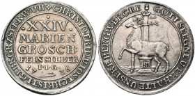 ALLEMAGNE, STOLBERG-STOLBERG, Christoph Friedrich et Jost Christian (1704-1738), AR 24 Mariengroschen, 1736IIG. Ausbeute. D/ Valeur en quatre lignes d...