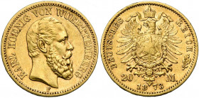 ALLEMAGNE, WURTEMBERG, Karl (1864-1891), AV 20 Mark, 1873F. J. 290; A.K.S. 133; Fr. 3870.
Très Beau