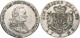 ALLEMAGNE, SILESIE-WURTEMBERG-ÖLS, Carl Christian Erdmann (1744-1794), AR Taler, 1785B, Breslau. D/ B. cuir. à d. R/ Armoiries. F.& S. 2474; Ebner 207...