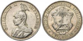 AFRIQUE DE L''EST ALLEMANDE, Wilhelm II (1890-1918), AR 2 Rupien, 1893. J. 714; A.K.S. 914. Rare Petites taches.
Provient de notre vente 116, 16 mars...