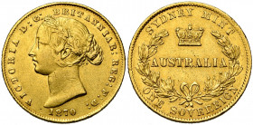 AUSTRALIE, Victoria (1837-1901), AV souverain, 1870, Sydney. Fr. 10. Nettoyé.
Très Beau