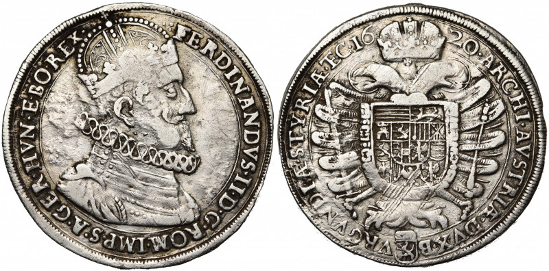 SAINT EMPIRE, Ferdinand II (1619-1637), AR Taler, 1620, Graz. Pour la Styrie. D/...