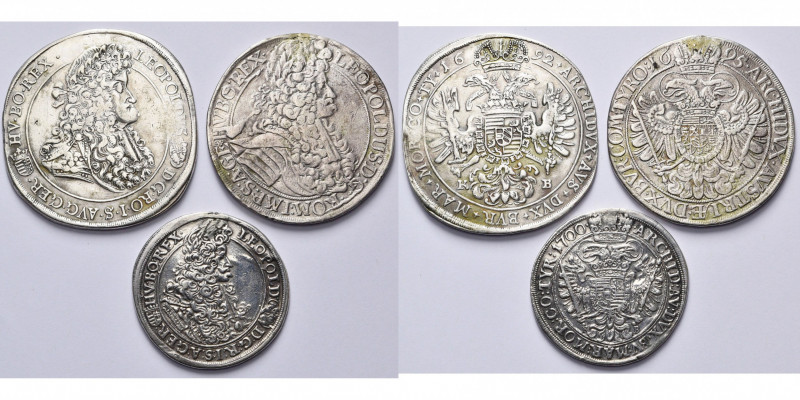 SAINT EMPIRE, Léopold Ier (1657-1705), lot de 3 p.: Taler, 1692, Kremnitz; Taler...