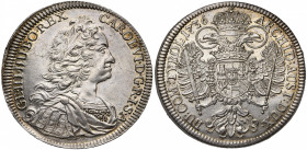 SAINT EMPIRE, Charles VI (1711-1740), AR Taler, 1736, Hall. D/ B. l., dr. et cuir. à d. R/ Aigle impériale couronnée. M.T. 857; Her. 354; Dav. 1055. 2...
