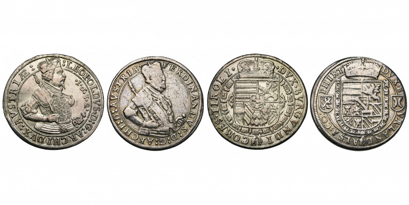 SAINT EMPIRE, lot de 2 p.: Ferdinand, archiduc, Taler, s.d. (1577-1599), Hall; L...