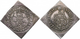 SAINT EMPIRE, SALZBOURG, Archevêché, Wolf Dietrich von Raitenau (1587-1612), AR demi-Turmtaler, s.d. Klippe. D/ Tour battue par les vents et les flots...