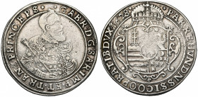 SAINT EMPIRE, TRANSYLVANIE (SIEBENBÜRGEN), Gabriel Bethlen (1613-1629), AR Taler, 1628, Kaschau (Kosice). D/ B. cuirassé à d., ten. un sceptre sur l''...