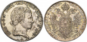 AUTRICHE, Ferdinand Ier (1835-1848), AR Taler, 1847A, Vienne. Jaeckel 246; Her. 144; Dav. 14. Taches.
Très Beau/Superbe