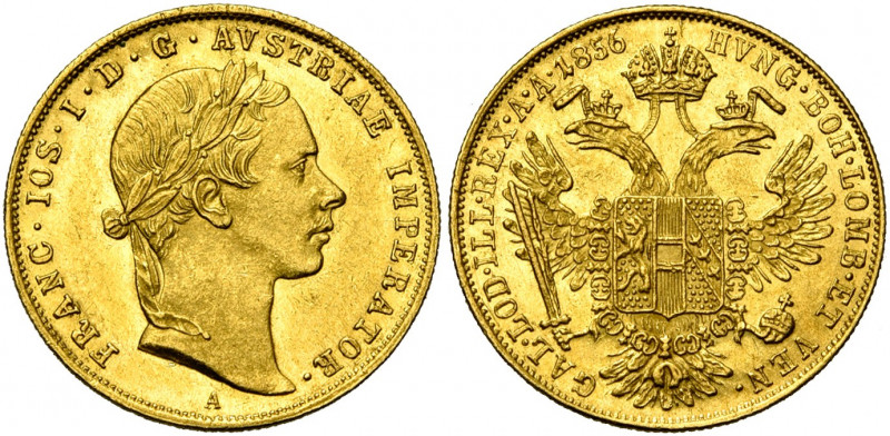 AUTRICHE, François Joseph Ier (1848-1916), AV ducat, 1856A, Vienne. Jaeckel 297;...