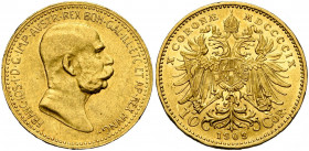AUTRICHE, François Joseph Ier (1848-1916), AV 10 couronnes, 1909. Petite tête. Jaeckel 381; Fr. 512.
Très Beau/Superbe
