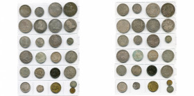 BOLIVIE, lot de 25 p. frappées à Potosi, dont: Philippe II, real s.d.; Charles III, 4 reales 1773JR; 2 reales 1785/4PR; Charles IV, 8 reales 1791PR, 1...