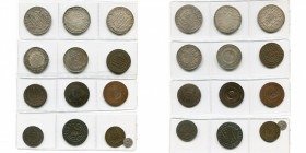 BRESIL, lot de 13 p., dont: Joao, Prince régent, 960 reis 1813R, Rio de Janeiro; 1816 (contremarque au droit); 40 reis 1814B, Bahia; Joao VI, 960 reis...