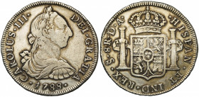 CHILI, Charles III (1759-1788), AR 8 reales, 1788DA, Santiago de Chili. Cal. 1224. 26,81g Très rare Nettoyé.
presque Très Beau