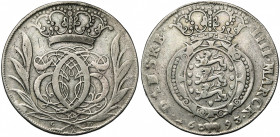 DANEMARK, Christian V (1670-1699), AR krone (4 mark), 1693, Glückstadt. D/ Monogramme couronné, entre deux palmes. R/ Ecu couronné, entouré du collier...