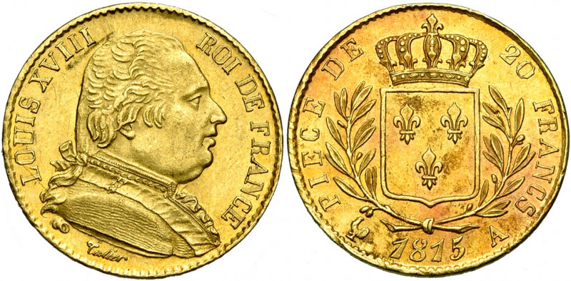 FRANCE, Louis XVIII, première restauration (1814-1815), AV 20 francs, 1815A, Par...