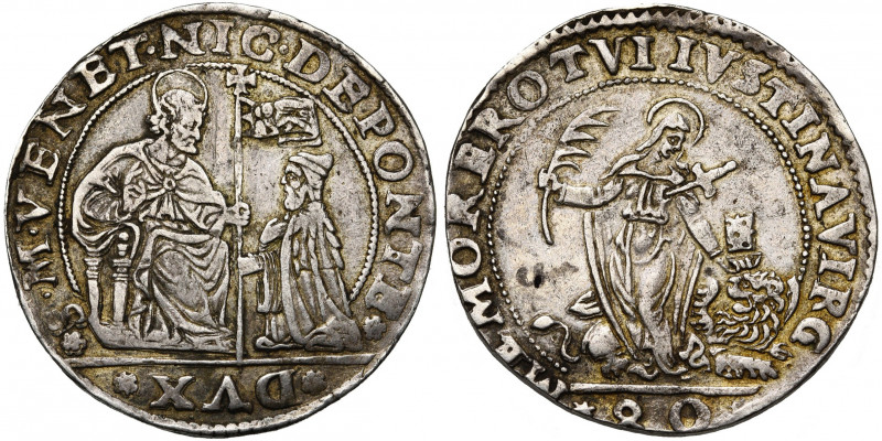 ITALIE, VENISE, Nicolo da Ponte (1578-1585), AR 80 soldi (mezzo scudo da 4 lire)...