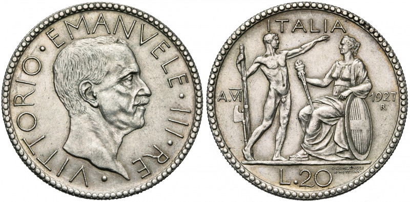 ITALIE, Royaume, Victor Emmanuel III (1900-1946), AR 20 lire, 1927, an VI. M. 65...