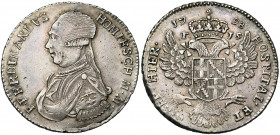 MALTE, Ordre de Saint-Jean, Ferdinand Hompesch (1797-1798), AR 15 tari, 1798. D/ B. cuir. à g. R/ Ecu posé sur une aigle éployée et couronnée. Schembr...