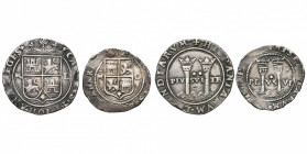 MEXIQUE, Charles Quint et Jeanne la Folle (1504-1555), lot de 2 p. frappées à Mexico: 2 reales, s.d.M-L; real, s.d.M°-O.
Très Beau