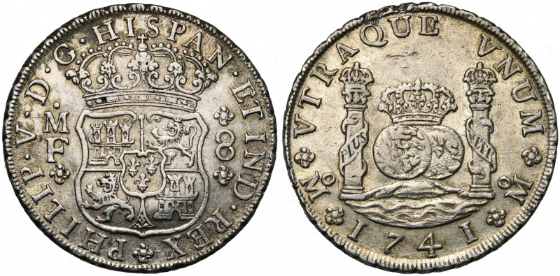 MEXIQUE, Philippe V (1700-1746), AR 8 reales, 1741MF, Mexico. D/ Ecu couronné. R...