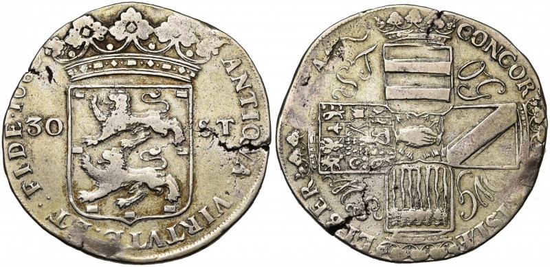 NEDERLAND, FRIESLAND, Provincie, AR Koggerdaalder (30 stuiver), 1682. Vz/ Gekroo...