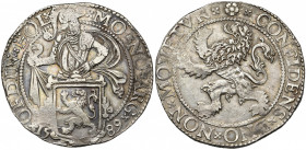 NEDERLAND, HOLLAND, Provincie, AR provinciale leeuwendaalder, 1589. Vz/ Ridder rechtsom kijkend met voor zich een wapen met een klimmende leeuw. Kz/ K...