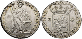 NEDERLAND, WEST-FRIESLAND, AR Nederlandse 3 gulden, 1793. Vz/ Nederlandse maagd met speer en vrijheidshoed. Kz/ Gekroond Generaliteitswapen. Verk. 69,...