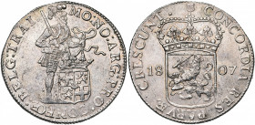 NEDERLAND, Koninkrijk Holland, Lodewijk Napoleon (1806-1810), AR zilveren dukaat (rijksdaalder), 1807, Utrecht. Sch. 122; Delm. 982. Zeldzaam Klein de...