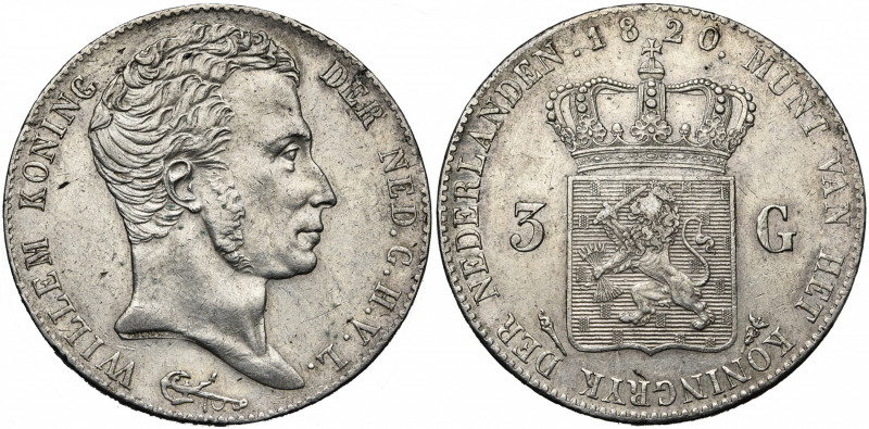 NEDERLAND, Koninkrijk, Willem I (1815-1840), AR 3 gulden, 1820, Utrecht. Sch. 24...