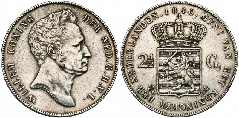 NEDERLAND, Koninkrijk, Willem I (1815-1840), AR 2 1/2 gulden, 1840. Sch. 257; Da...