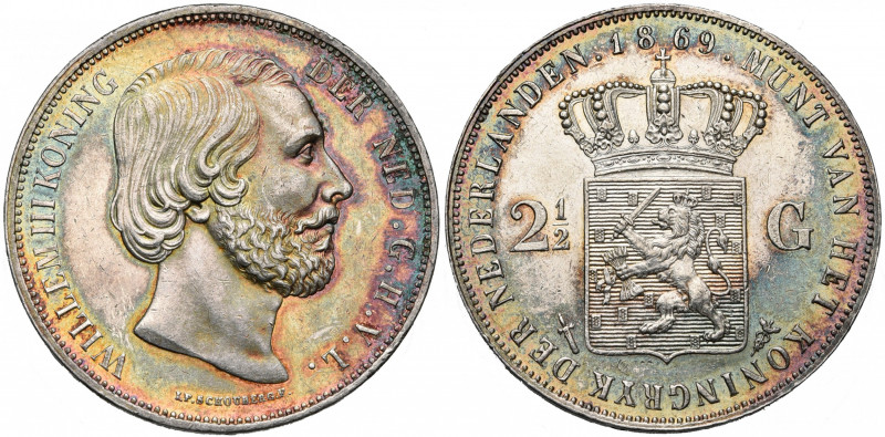 NEDERLAND, Koninkrijk, Willem III (1849-1890), AR 2 1/2 gulden, 1869. Sch. 595; ...