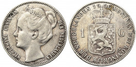 NEDERLAND, Koninkrijk, Wilhelmina (1890-1948), AR 1 gulden, 1906. Sch. 808. Zeldzaam.
Fraai à Zeer Fraai