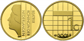 NEDERLAND, Koninkrijk, Beatrix (1980-2014), AV 1 gulden, 2001. 13,20g In doosje. Titel 0,999.
Gepolijste Stempel
