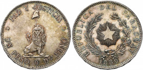 PARAGUAY, République (1811-), AR peso, 1889. K.M. 5. Belle patine.
Superbe