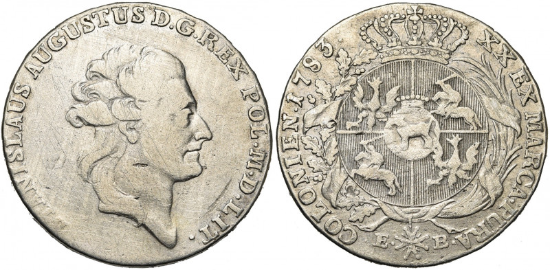 POLOGNE, Stanislas Auguste Poniatowski (1764-1795), AR 1/2 Taler, 1783EB, Varsov...