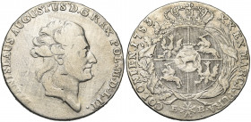 POLOGNE, Stanislas Auguste Poniatowski (1764-1795), AR 1/2 Taler, 1783EB, Varsovie. D/ T. à d. R/ Armoiries. Kopicki 2445. 13,78g Rare Nettoyé. Fines ...