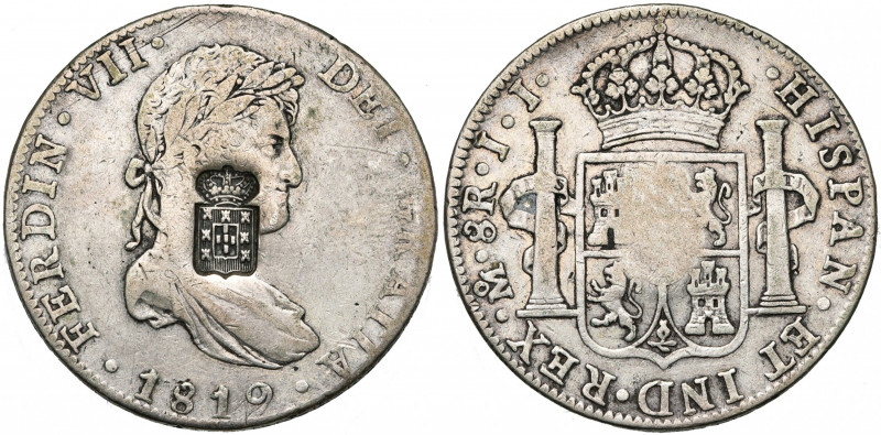 PORTUGAL, Maria II (1834-1853), AR 870 reis, s.d. (1834). Contremarqué sur 8 rea...