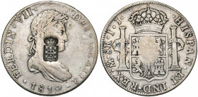 PORTUGAL, Maria II (1834-1853), AR 870 reis, s.d. (1834). Contremarqué sur 8 reales de Ferdinand VII, 1812, Mexico. Gomes 29-20. Contremarque: Très Be...