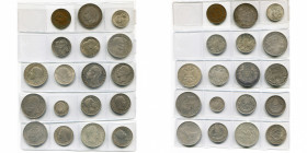 lot de 18 p., dont: Grèce, 10 lepta, 1869; 5 drachmes, 1876; 20 drachmes, 1960; 30 drachmes, 1964 (2); Serbie, 5 dinara, 1904; Yougoslavie, 50 dinara,...