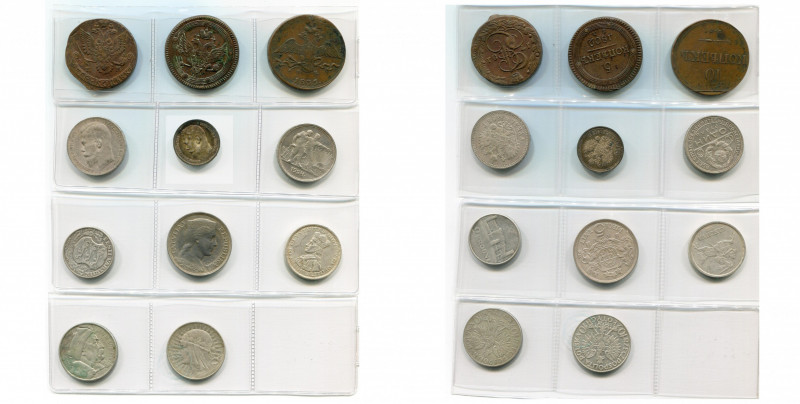 RUSSIE, lot de 11 p.: Catherine II, 5 kopecks, 1781EM; Alexandre Ier, 5 kopecks,...
