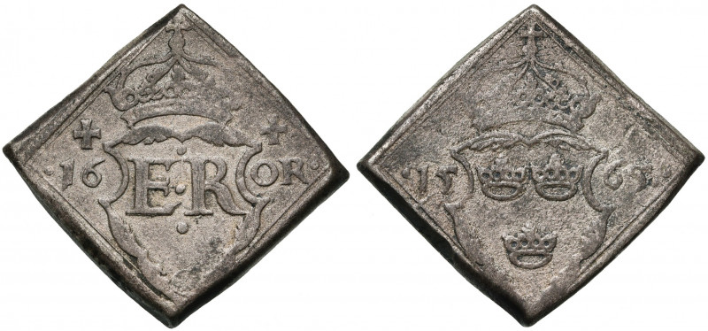 SUEDE, Erik XIV (1560-1568), 16 öre klipping, 1565. Emission de nécessité en cui...