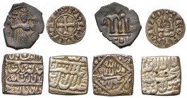 lot de 4 p.: Empire byzantin, Constant II (641-668), follis, Constantinople; France, Philippe le Bel (1285-1315), denier tournois; Inde, Empire moghol...