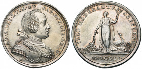 PAYS-BAS MERIDIONAUX, AR jeton, 1751, J. Roettiers. Etrennes - Réformes monétaires. D/ B. cuir. de Charles de Lorraine à d. R/ ILLO MODERANTE CRESCENT...