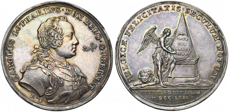 PAYS-BAS MERIDIONAUX, AR médaille, 1769, J. Roettiers et J.-B. Harrewyn. Jubilé ...