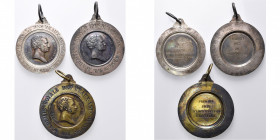 BELGIQUE, Royaume des Pays-Bas, lot de 3 médailles de prix de l''Académie des beaux-arts d''Anvers: 1818, Premier prix d''architecture régulière et se...
