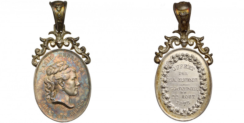 BELGIQUE, AR médaille, 1878, L. Wiener. Noces d''argent de la reine Marie-Henrie...