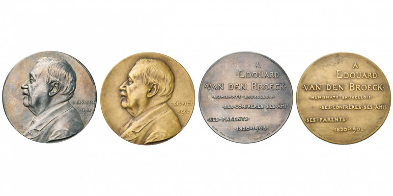 BELGIQUE, médaille, 1904, Devreese. Edouard Van den Broeck, numismate bruxellois...