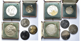 BELGIQUE, lot de 6 médailles: 1922, Bonnetain, Paul-Emile Bouillard (AE, uniface); 1929, Bonnetain, Dr. Paul Derache (AR, uniface); s.d., Dufossez, Lé...
