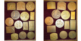 BELGIQUE, lot de 14 médailles de Devreese: 1902, Salon de l''Association belge de photographie; 1905, 13e congrès interparlementaire, Exposition inter...