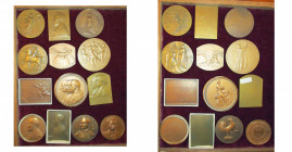 BELGIQUE, lot de 13 médailles de Devreese: 1905, 13e congrès interparlementaire, Paul Fisch; 1908, Emile Dupont; 1909, Maurice Kufferath et Guillaume ...